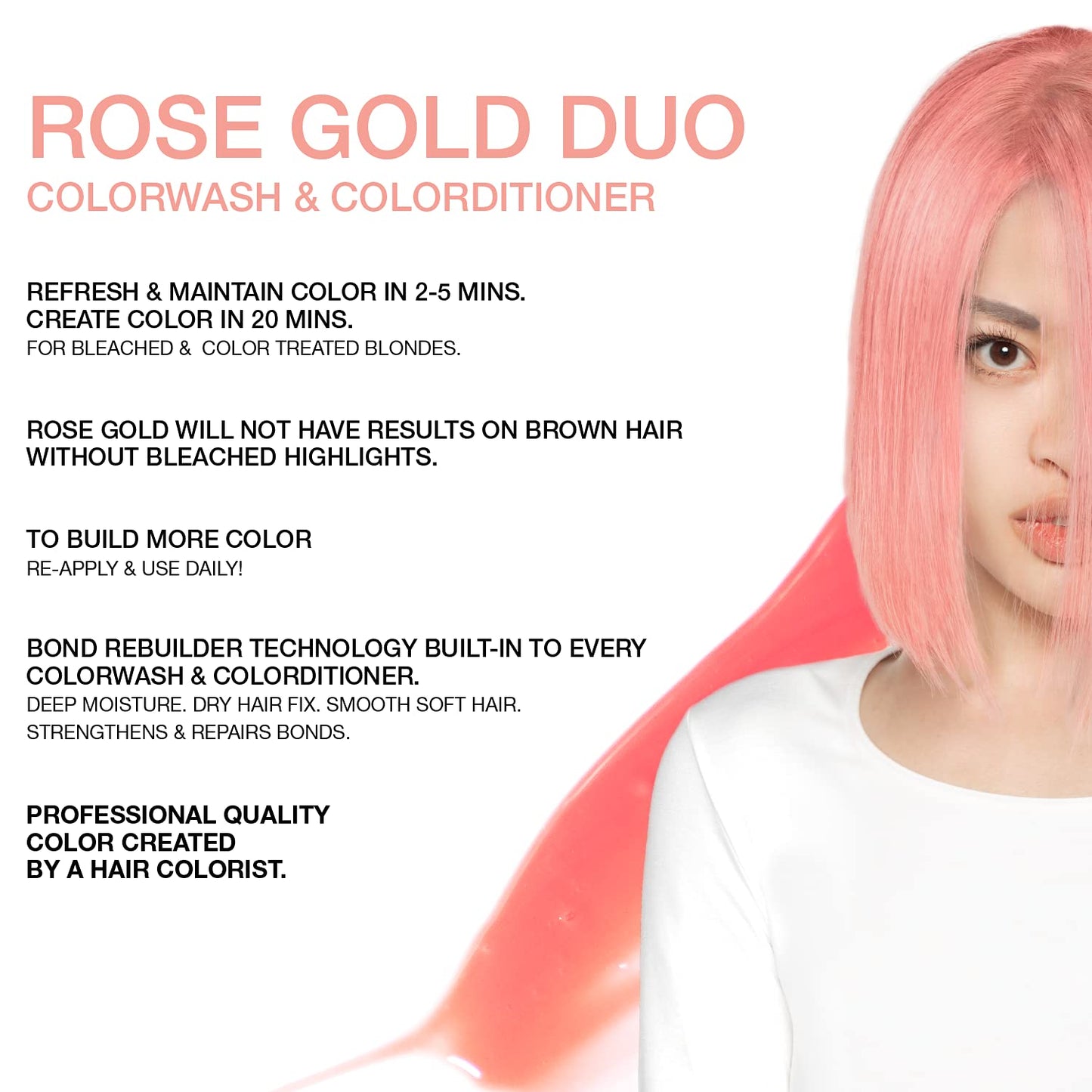 Celeb Luxury Viral Duo Color Depositing Colorwash Shampoo & Conditioner Set + Bondfix Bond Rebuilder, Semi Permanent Hair Color, Vegan Hair Dye, Rose Beauty & Personal Care Celeb Luxury