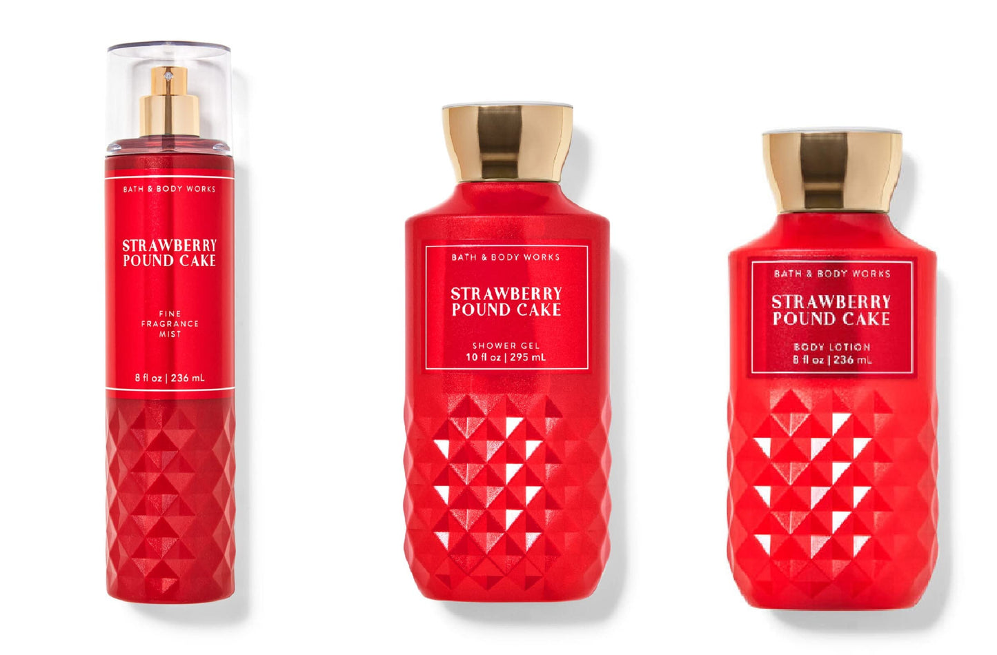 Bath and Body Works - Strawberry Pound Cake - Daily Trio – Fall 2020 - Shower Gel, Fragrance Mist & Body Lotion Beauty & Personal Care Bath & Body Works