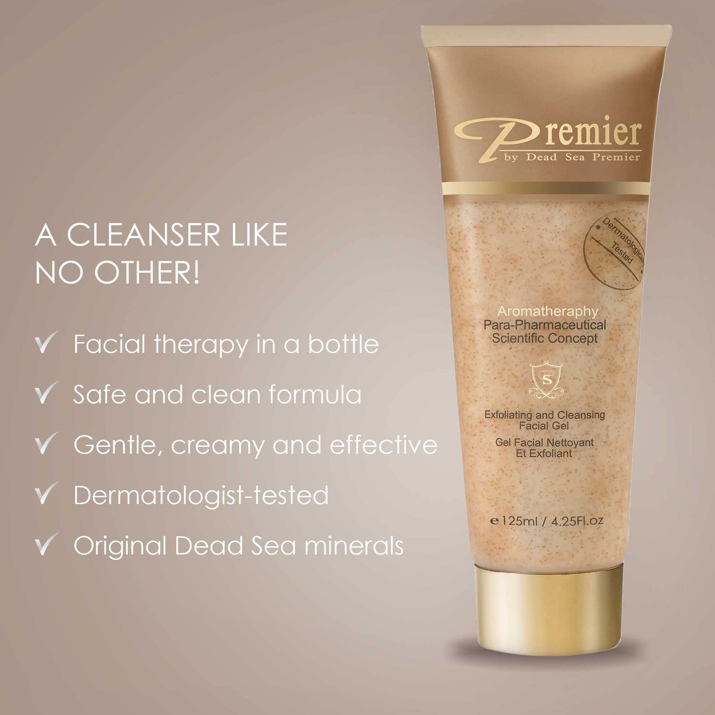 Premier Dead Sea Exfoliating Facial Gel Cleanser 4.25 oz – Micro-Grain Scrub with Dead Sea Minerals, Non-Drying, Aromatherapy & Skin Purifying Beauty & Personal Care Premier