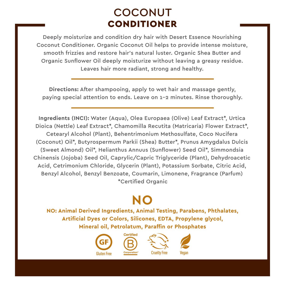 Desert Essence Coconut Conditioner for Dry Hair, 8 fl oz