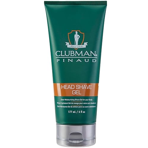 Clubman Pinaud Head Shave Gel for Men - Clear Moisturizing Shaving Gel for Men, Hydrating Facial Hair for Sensitive Skin, Barber Supplies, 6 fl oz Beauty & Personal Care Clubman