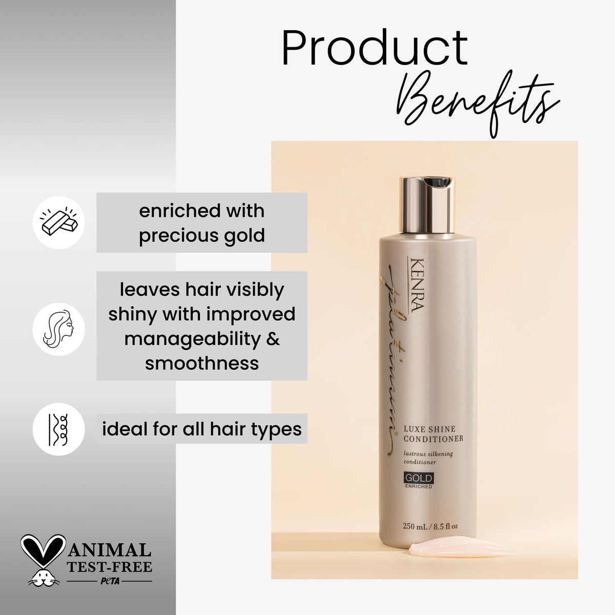 Kenra Professional Platinum Luxe Shine Conditioner | Gold Enriched | Rich, Shine-Enhancing Daily Conditioner | Revitalies for Improved Manageability Beauty & Personal Care Kenra