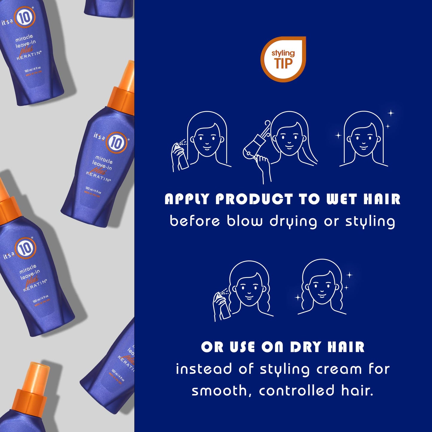 It's a 10 Haircare Miracle Leave-In Plus Keratin Spray, 4 fl. oz. (Pack of 4) Beauty & Personal Care It's a 10 Haircare