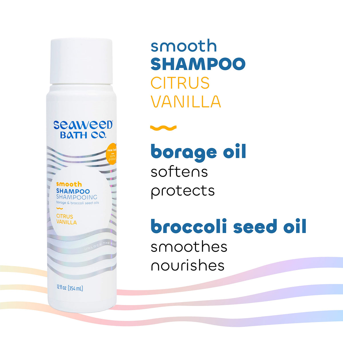 Seaweed Bath Co. Smooth Shampoo, Citrus Vanilla Scent, 12 Ounce, Sustainably Harvested Seaweed, Borage and Broccoli Seed Oils, For Curly and Frizzy Beauty & Personal Care The Seaweed Bath Co.