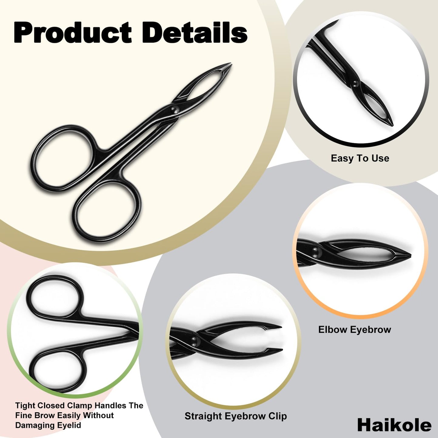 Haikole Tweezers for Women Facial hair 3 Pieces Eyebrow Tweezers,Scissor Tweezer for Remover Facial Hair Eyebrows Care Wig Plucking,Scissor Handle Beauty and Personal Care Haikole
