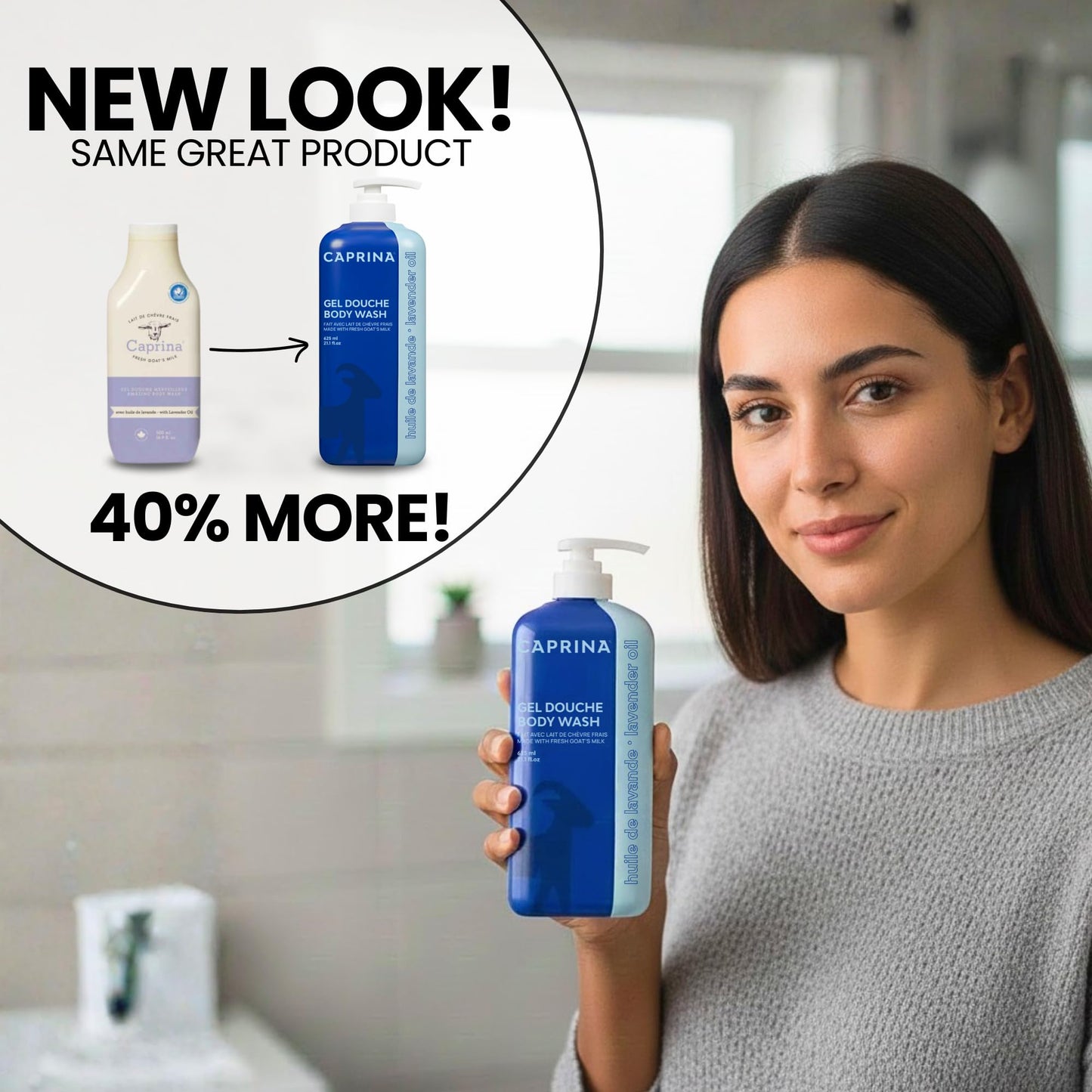 Caprina Amazing Body Wash, Lavender Oil, 16.9 oz, With Fresh Canadian Goat Milk, Gentle Soap, Moisturizing, Vitamin A, B2, B3, and More Beauty & Personal Care Caprina