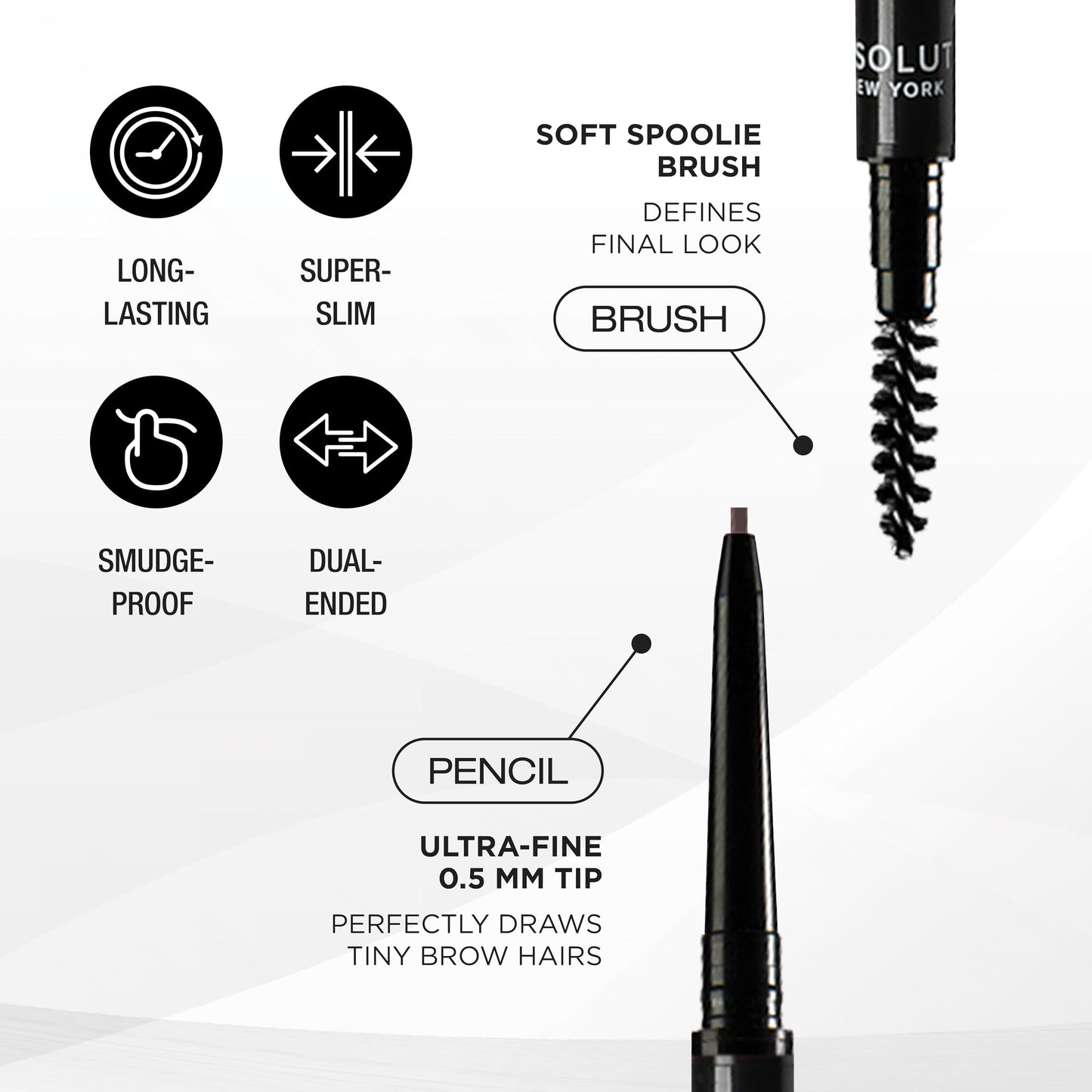 Absolute New York Super Slim Brow Pencil, Fine Point, Dual Ended, Fade Resistant and Long Lasting (Smoke) Beauty & Personal Care Absolute New York
