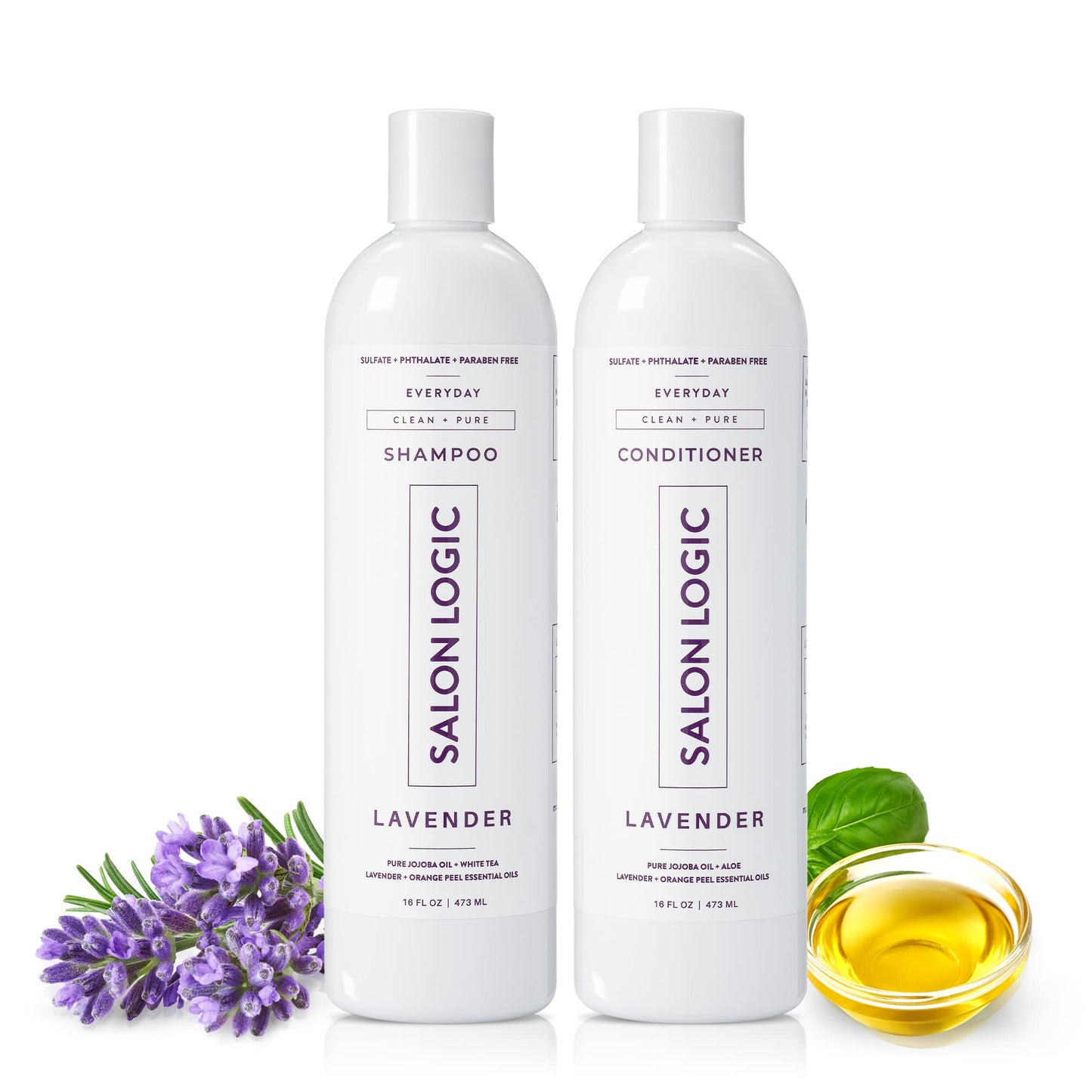 SalonLogic Everyday Clean & Pure Shampoo and Conditioner Set, Lavender - Salon Quality, Keratin treatment, Naturally Scented, Hydrating, Moisturizing Beauty & Personal Care SalonLogic