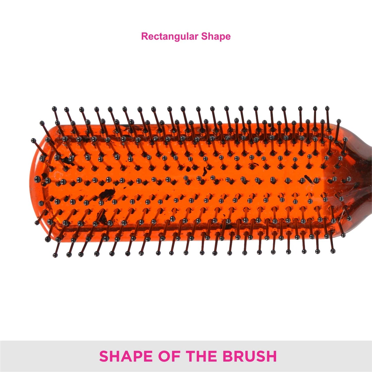 Vega Flat Brush with Tranparent Brown Colored Body and Black Bristles Beauty and Personal Care VEGA