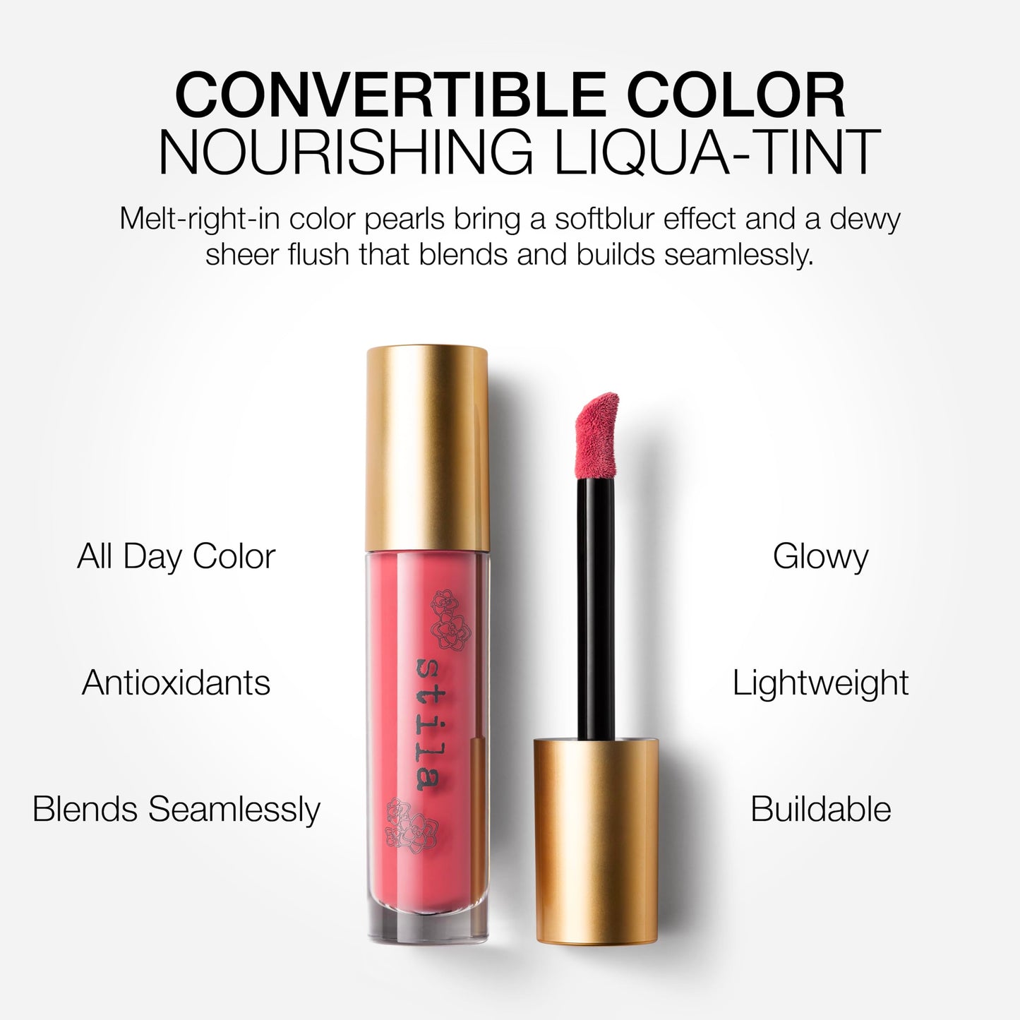 Stila Convertible Color Nourishing Liqua-Tint, Fresh Poppy | Hydrating Liquid Blush & Lip Tint with Hyaluronic Acid | Lightweight Skin-Boosting Liquid Beauty & Personal Care stila