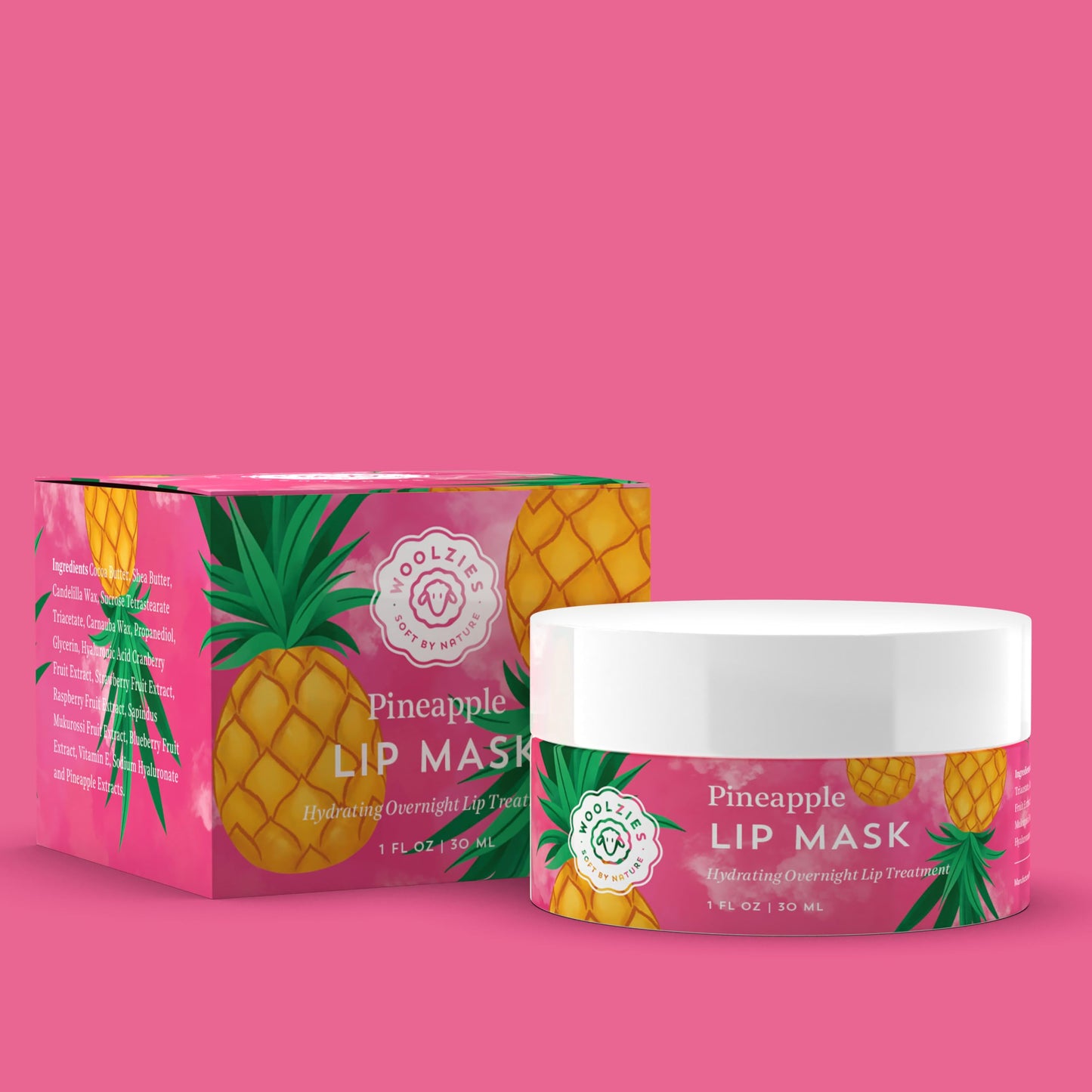 Hydrating Lip Mask with Hyaluronic Acid - Overnight Treatment for Soft, Smooth Lips - Shea Butter, Vitamin E & Natural Oils - 1 oz Jar (1 Ounce Beauty and Personal Care Woolzies