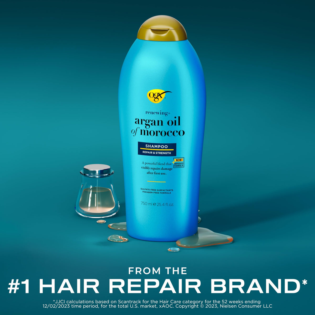 OGX Renewing + Argan Oil of Morocco Shampoo, Damage Repair Shampoo & Argan Oil to Help Strengthen & Repair Dry, Damaged Hair, Paraben-Free Beauty & Personal Care OGX