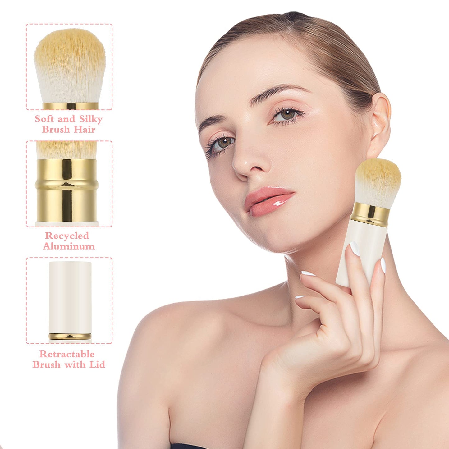 Falliny Retractable Kabuki Makeup Brush, Travel Face Blush Brush, Portable Powder Foundation Sunscreen Brush with Cover for Blush, Bronzer, Buffing Beauty & Personal Care Falliny