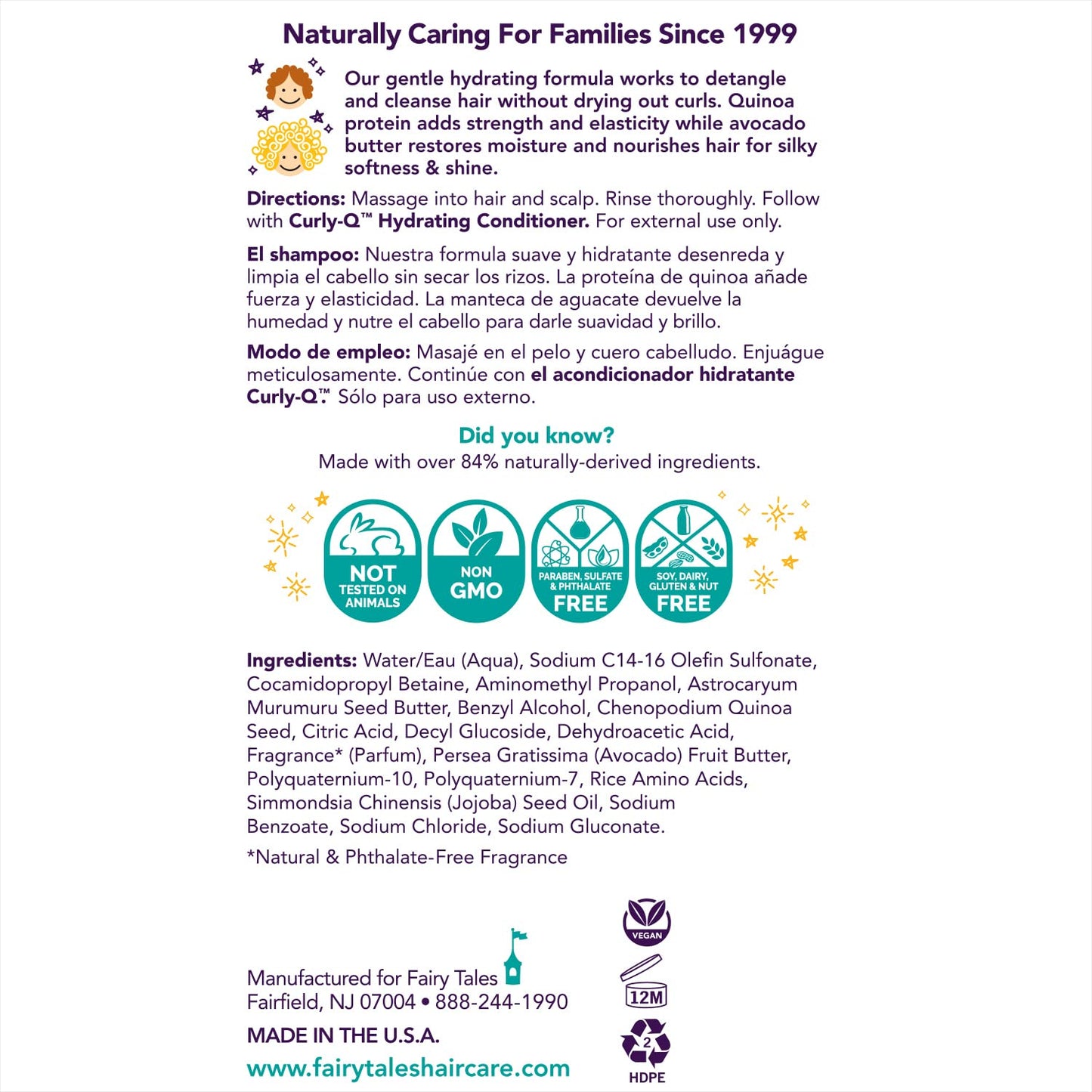 Fairy Tales Curly Q Hydrating Shampoo for Curly and Multi-Cultural Hair - Paraben, Sulfate, Gluten and Nut Free - 12 oz Beauty & Personal Care Fairy Tales