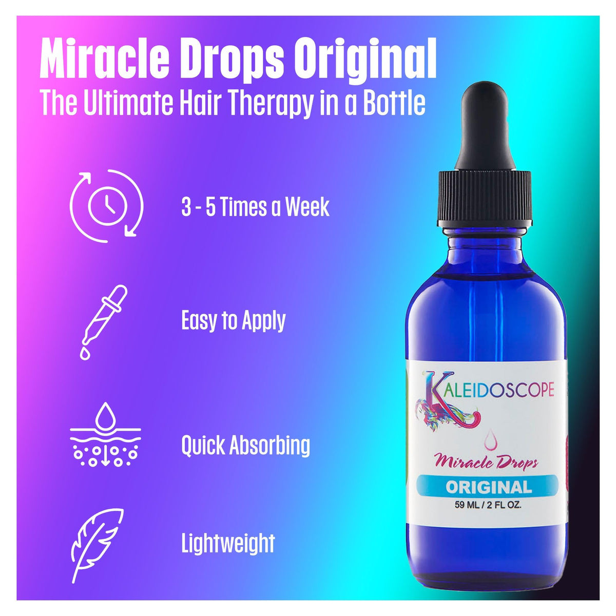 Kaleidoscope Miracle Drops Quick Absorbing Fights Dry Scalp (2oz)