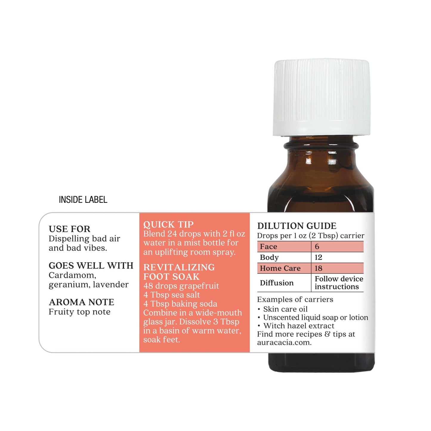 Aura Cacia Grapefruit Essential Oil 0.5 fl. oz. Beauty and Personal Care Aura Cacia