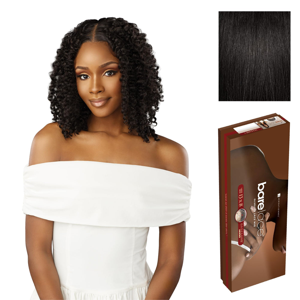 Sensationnel Barelace 13x8 LaceWig-Unit 3, 1B OFFBLACK