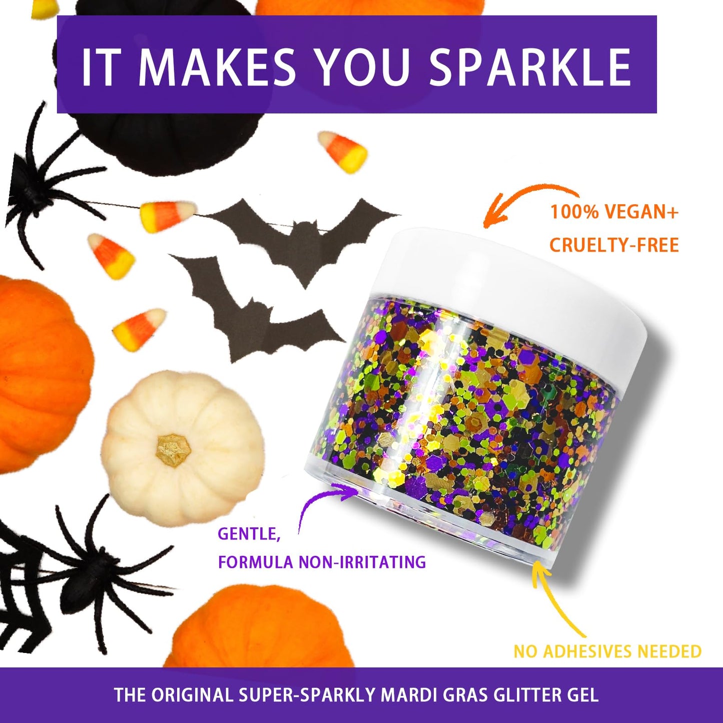 Halloween Glitter Gel for Body, Face, Hair and Lip, Color Changing Glitter Gel Under Light (Halloween) Beauty & Personal Care CiikDux