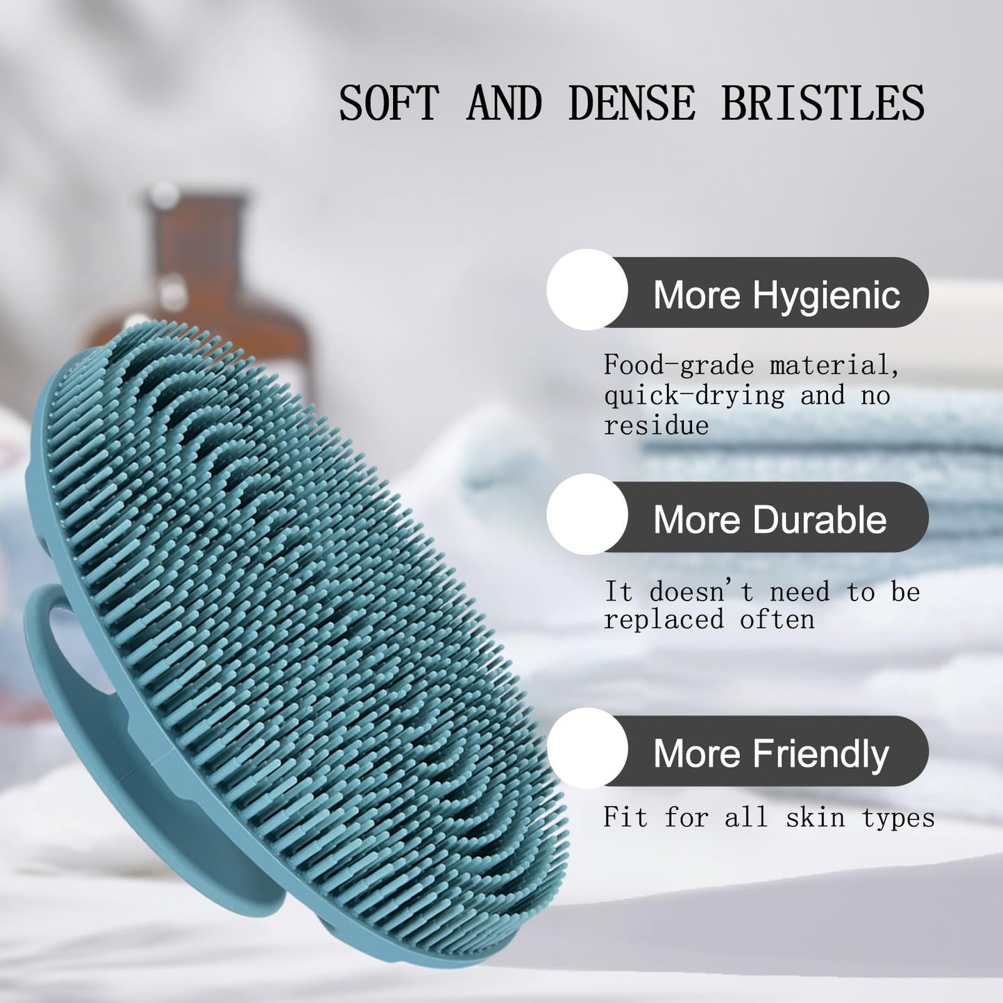 INNERNEED Food-Grade Soft Silicone Body Scrubber Shower Brush Handheld Cleansing Skin Brush, Gentle Exfoliating and Lather Well (Dark Green) Beauty and Personal Care INNERNEED