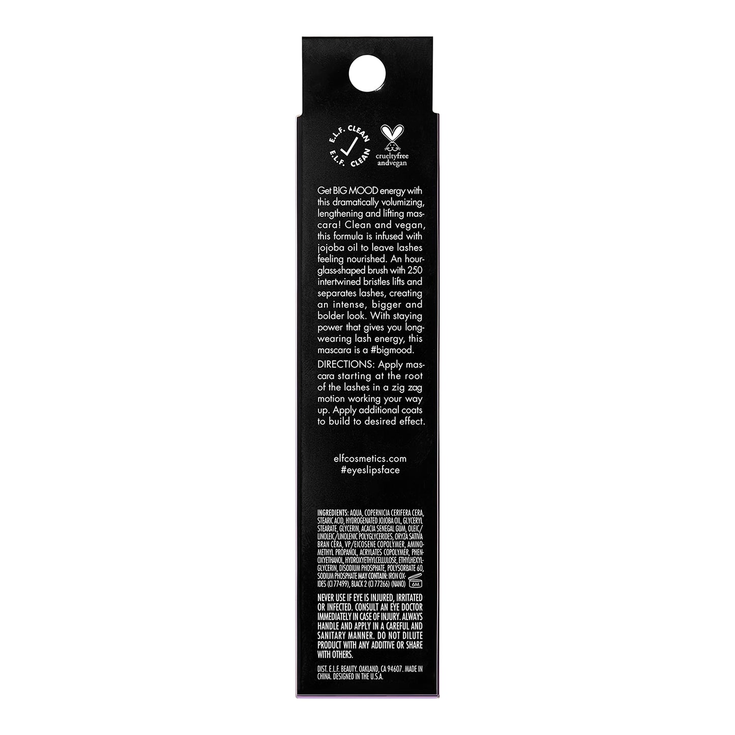 e.l.f. Big Mood Mascara, Instantly Creates Long-Lasting, Bold & Lifted, Voluminous Lashes, Infused with Jojoba Wax, Pitch Black, 0.30 fl Oz Beauty & Personal Care e.l.f.