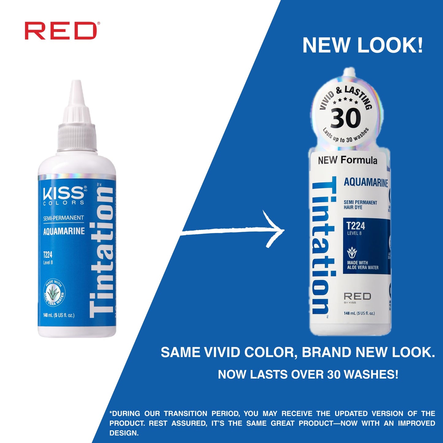 Red by Kiss Tintation Semi-Permanent Hair Color, Aloe Vera Water Based, Argan Oil, Olive Oil, Collagen & Keratin, Long-Lasting Color Dye (Aquamarine Beauty & Personal Care Red By Kiss
