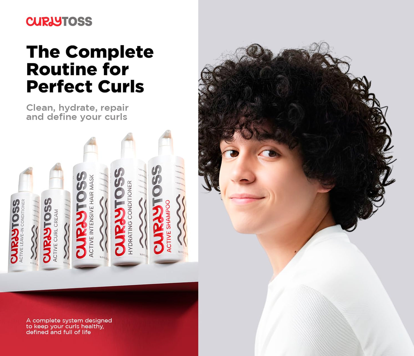 CURLY TOSS Complete Curl Routine Kit - Shampoo & Conditioner Set, Leave-In Treatment, Styling Cream & Repair Mask for Defined Curls, Sulfate-Free Care Beauty & Personal Care curlytoss