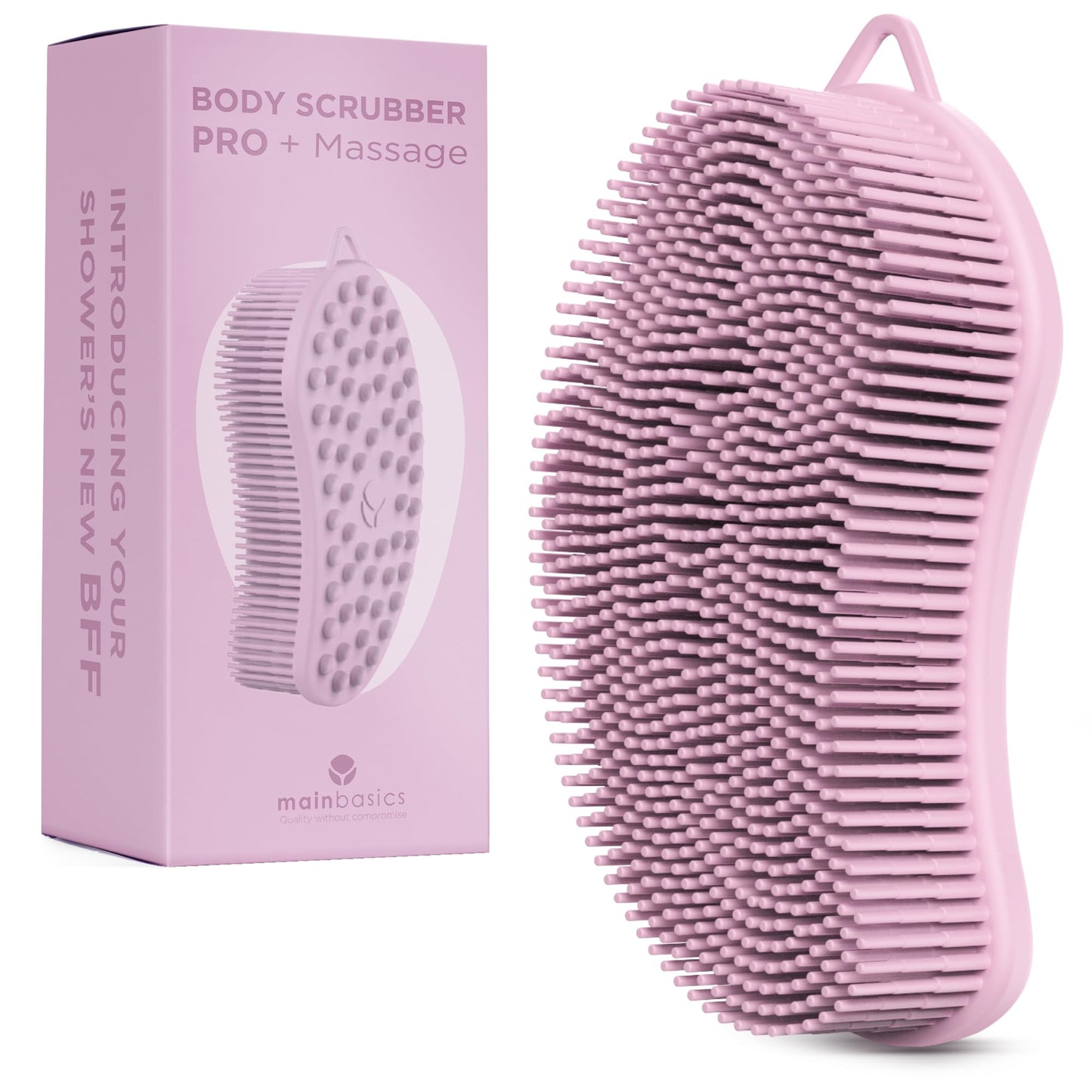 MainBasics Silicone Body Scrubber Dual-Sided Shower Loofah and Massaging Nodes (Pink, Massage) Beauty & Personal Care MainBasics