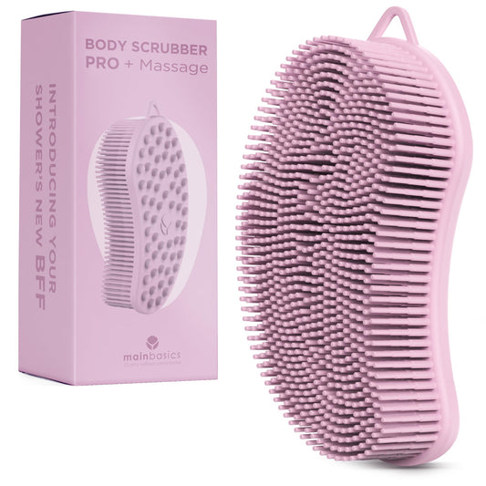 MainBasics Silicone Body Scrubber Dual-Sided Shower Loofah and Massaging Nodes (Pink, Massage) Beauty & Personal Care MainBasics