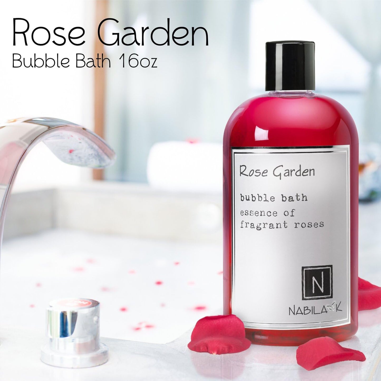 Nabila K Rose Garden Bubble Bath with Rose Essential Oils - Natural & Organic, Sulfate-Free, Tear-Free - Luxury Aromatherapy Floral Bath Soak Beauty and Personal Care Nabila K