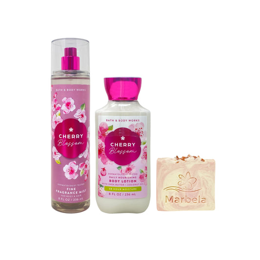 Bath & Body Works Cherry Blossom - Fine Fragrance Mist and Daily Nourishing Body Lotion with a Himalayan Salts Springs Bar Soap Beauty & Personal Care Bath & Body Works