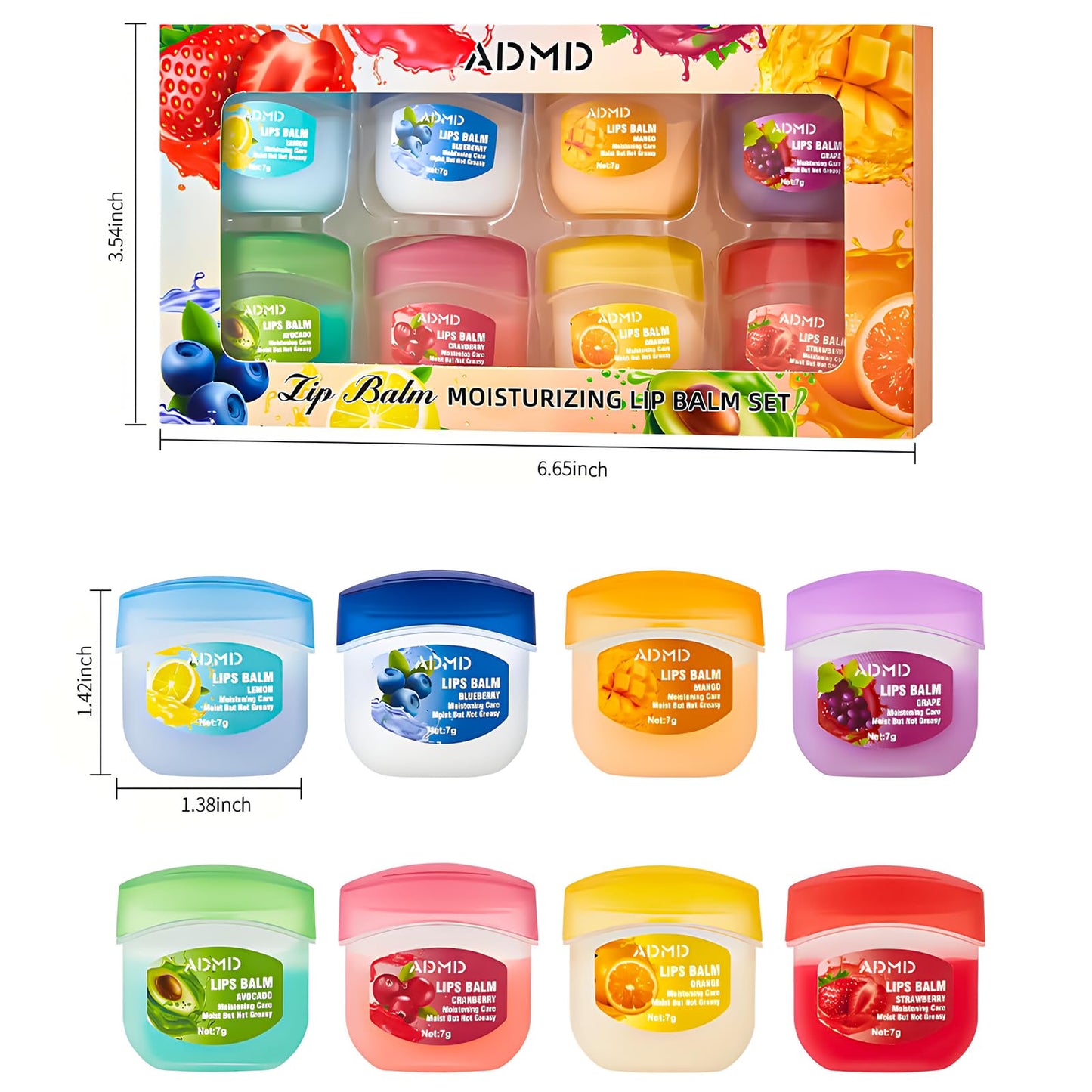 Lip Balm Lip Moisturizing Set 8 kinds of fruit flavor lip mask,4-in-1 lip care is suitable for dry peeling, dark sunken, reducing lip lines Beauty and Personal Care Break The Waves
