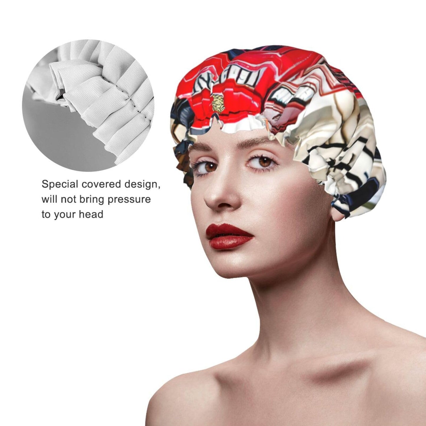 Large Shower Cap for Women & Men - Telephone Booth Print Bath Hair Cap, Salon Accessory, Elastic Strap, Double Layer Beauty and Personal Care BaerK
