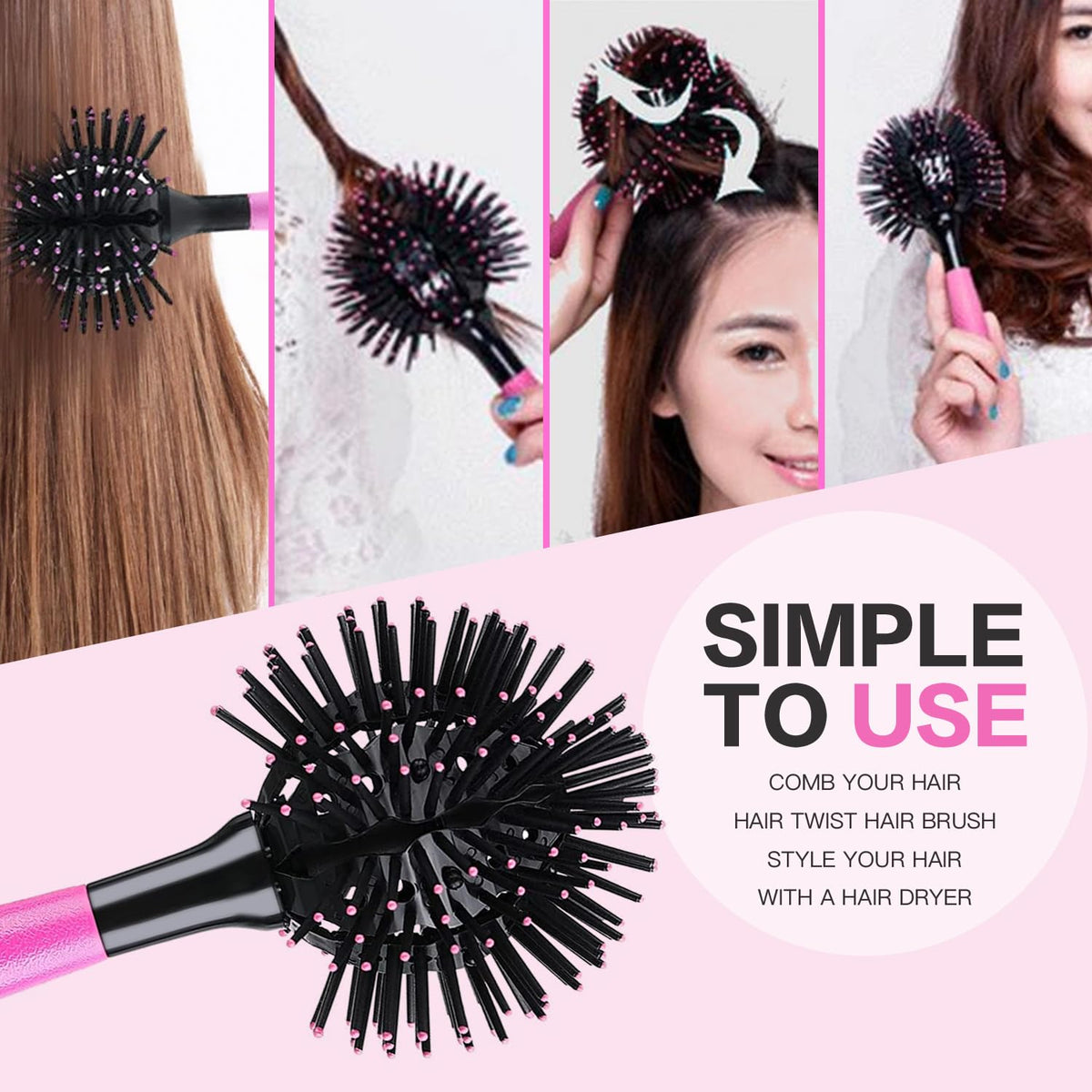 3D Bomb Curl Hair Brush 360° Round Styling Hair Brush Detangling Hairbrush Spherical Ball Brush Salon Round Hair Curling Curler and Wide Tooth Comb Beauty & Personal Care WEXNECOWKZ