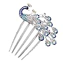 Wedding Bridal Headpiece Rhinestone Hair Comb Women Peacock Hair Clip Side Comb Hair Accessory(Blue) Beauty & Personal Care Sheliky