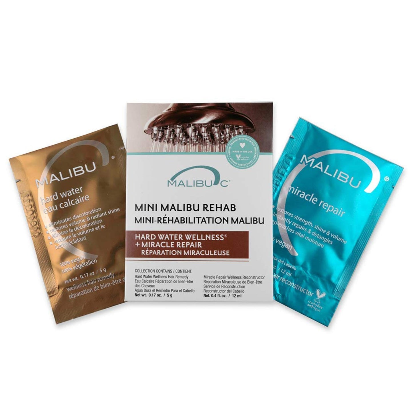 Malibu C Mini Malibu Rehab Hard Water Wellness - Contains 2 Remedy Packets - At-Home Hair Reconstructor and Mineral Removal Remedy - Sulfate Free Beauty & Personal Care Malibu C