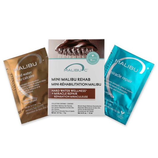 Malibu C Mini Malibu Rehab Hard Water Wellness - Contains 2 Remedy Packets - At-Home Hair Reconstructor and Mineral Removal Remedy - Sulfate Free Beauty & Personal Care Malibu C