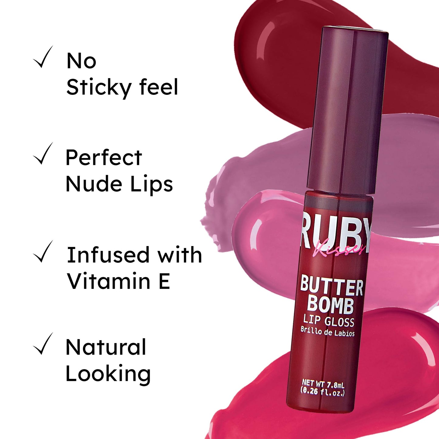 Ruby Kisses Butter Bomb Lip Gloss, High-Shine Non-Sticky Hydrating Plumping Beauty & Personal Care Ruby Kisses