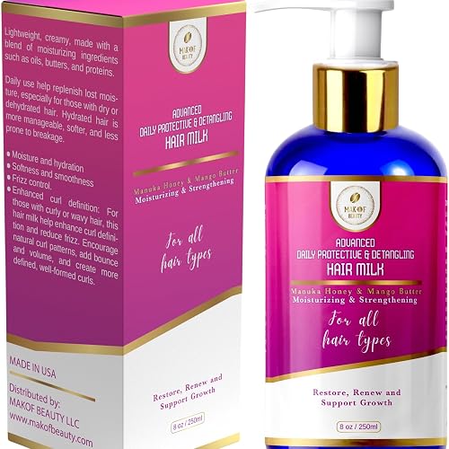 Advanced Daily Protective & Detangling Hair Milk | Nourishing Organic Leave-In Conditioning Repair and Renew Dry and damaged hair. Reduce Breakage Beauty & Personal Care MAKOF BEAUTY