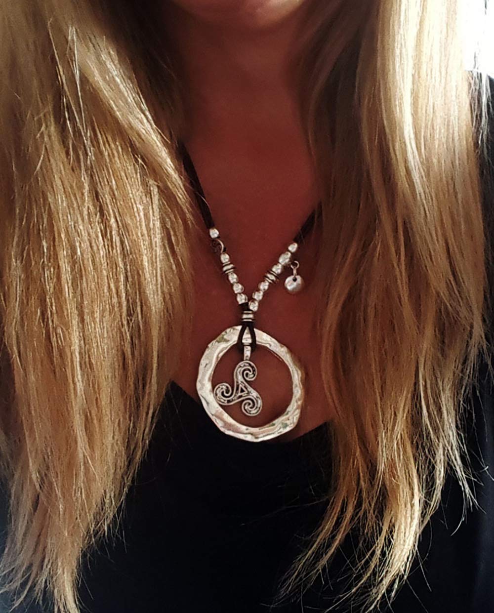 DoubleNine Boho Ethnic Choker Necklace Retro Infinite Coin Adjustable Choker Charm Simple Layering Cord Everyday Accessories for Women Girls (black) Beauty & Personal Care Doubnine