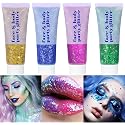 DBEAUTYM 4 Colors Body Glitter Gel, Face & Body Sparkling Holographic Gel, Long Lasting Chunky Sequins Glitters for Eye Lip Hair Nails, Festival Rave Beauty & Personal Care DBEAUTYM