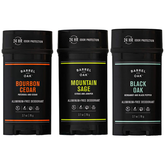 Barrel and Oak - Aluminum-Free Deodorant Variety Pack, Deodorant for Men, Natural Fragrance, 3 Essential Oil-Based Scents, For Sensitive Skin Beauty & Personal Care Barrel & Oak
