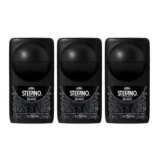 Stefano Black Roll On Deodorant for Men - 3 Pack (1.69 oz Each) Long Lasting Odor Protection, Smooth Roll-On Antiperspirant, Travel Size Men’s Beauty and Personal Care Five Brothers Products