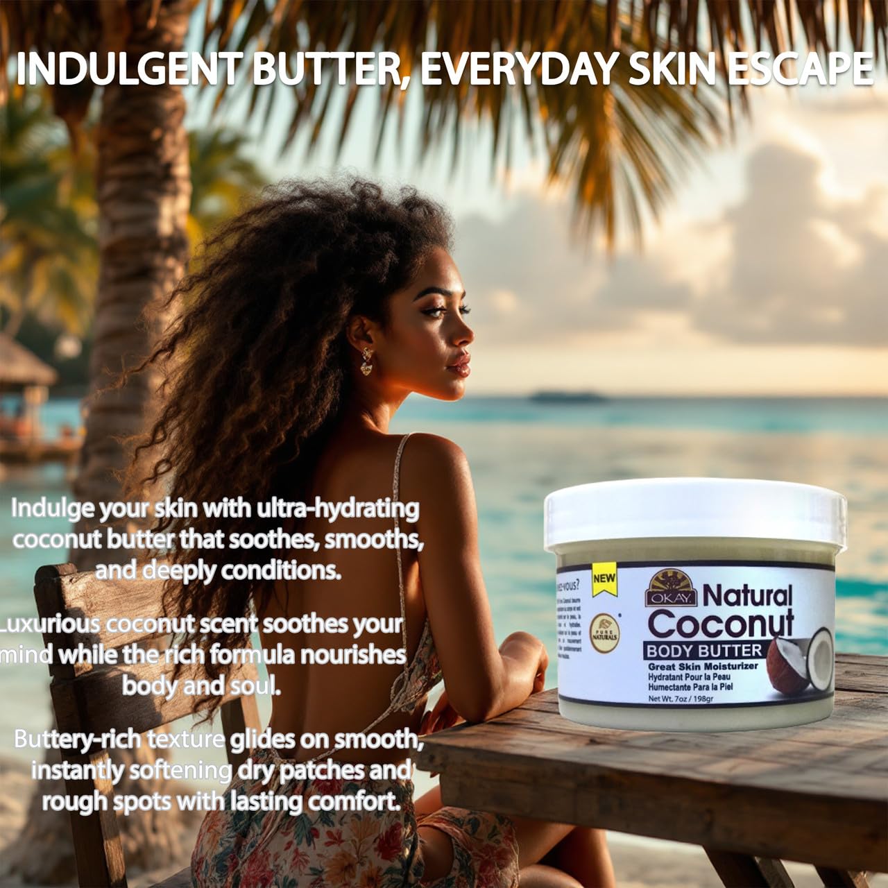 Okay Butter 100% Natural Smooth for Skin and Hair Easily Absorbed By the Skin & Hair Leaving It Soft & Moisturized Silicone, Paraben Free For All Skin Beauty & Personal Care OKAY