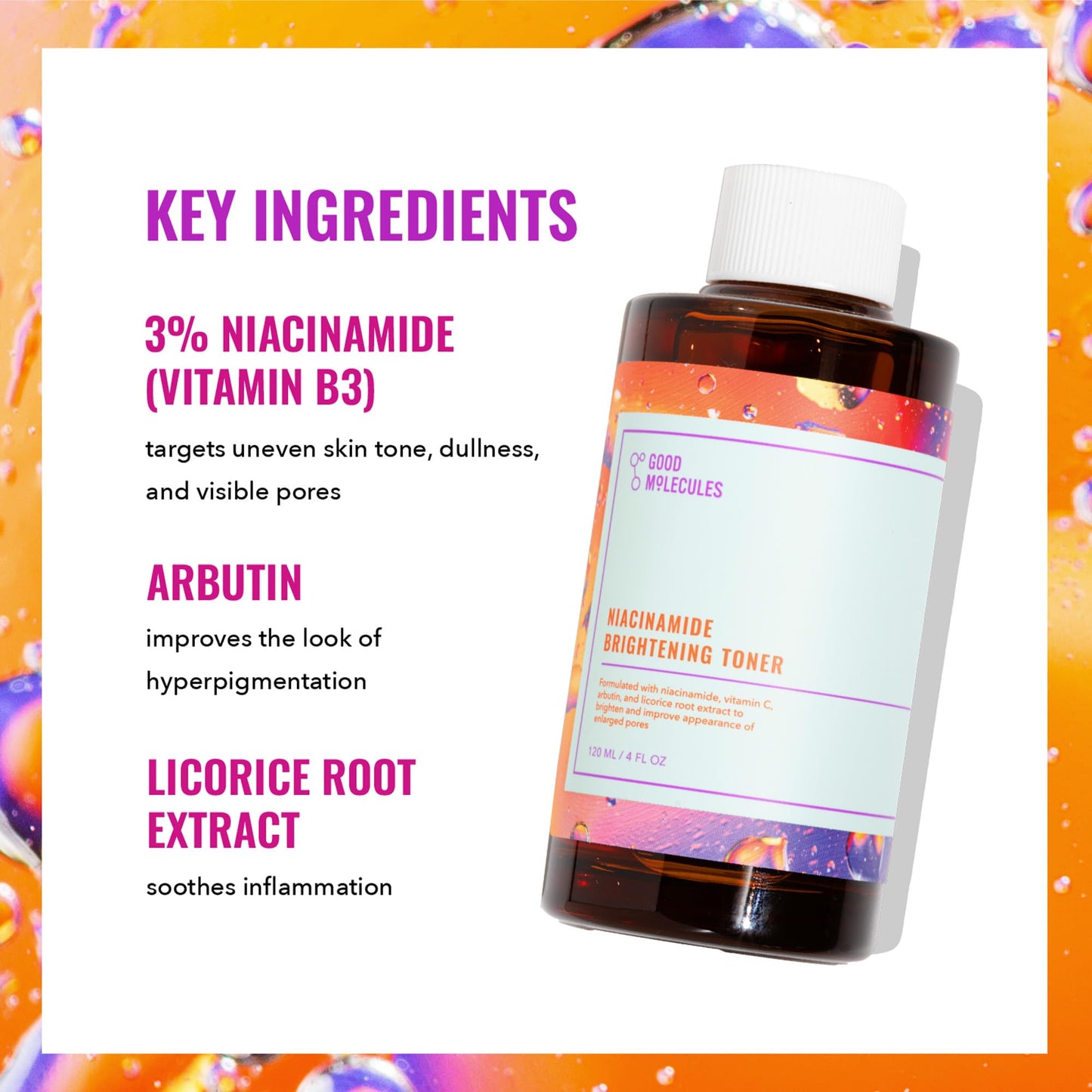 Good Molecules Niacinamide Brightening Toner - Toner for Face with Niacinamide and Arbutin for Skin Tone Balancing- Pore Minimizer, Facial Skin Care Beauty & Personal Care Good Molecules