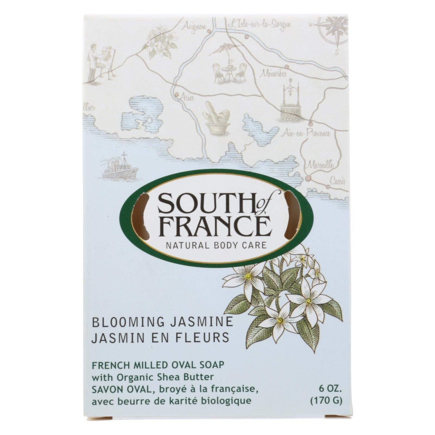 French Milled Oval Soap Blooming Jasmine South of France 6 oz Bar Soap Beauty & Personal Care South Of France