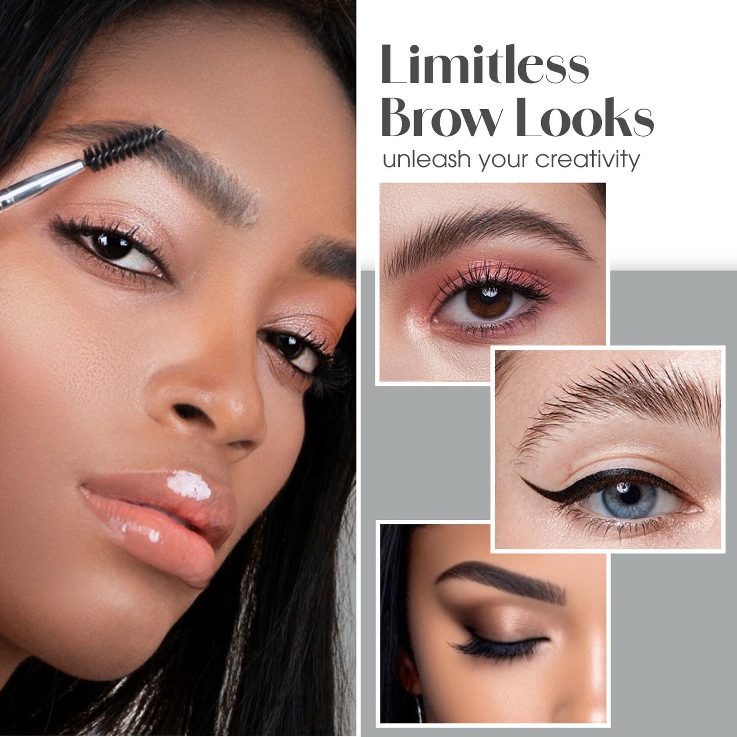 Eyebrow Brush - Duo Eye Brow Spoolie - Angled Eyeshadow Eyeliner - Precision Flat Definer - Small Shader - 3 Piece Makeup Brush Set - Cruelty Free Beauty & Personal Care Lamora