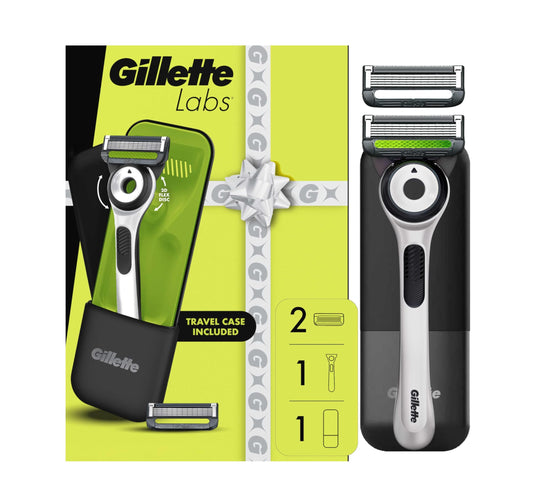 Gillette Labs Shaving Razor for Men, White Edition Handle, 2 Blade Refills and Travel Case, Gift Set Beauty and Personal Care Gillette Default Title