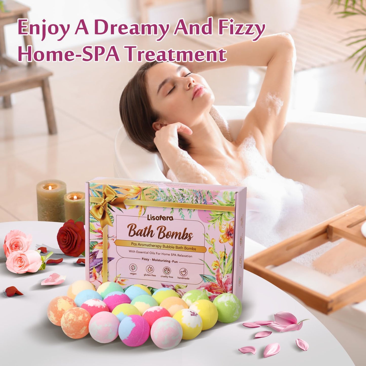 Bath Bombs for Women, 20 Bath Bombs Gift Set with Shea Butter Moisturizing & Essential Oils, Mothers Day Gifts for Mom, Women, Her/Him, Girlfriend Beauty and Personal Care Lisotera