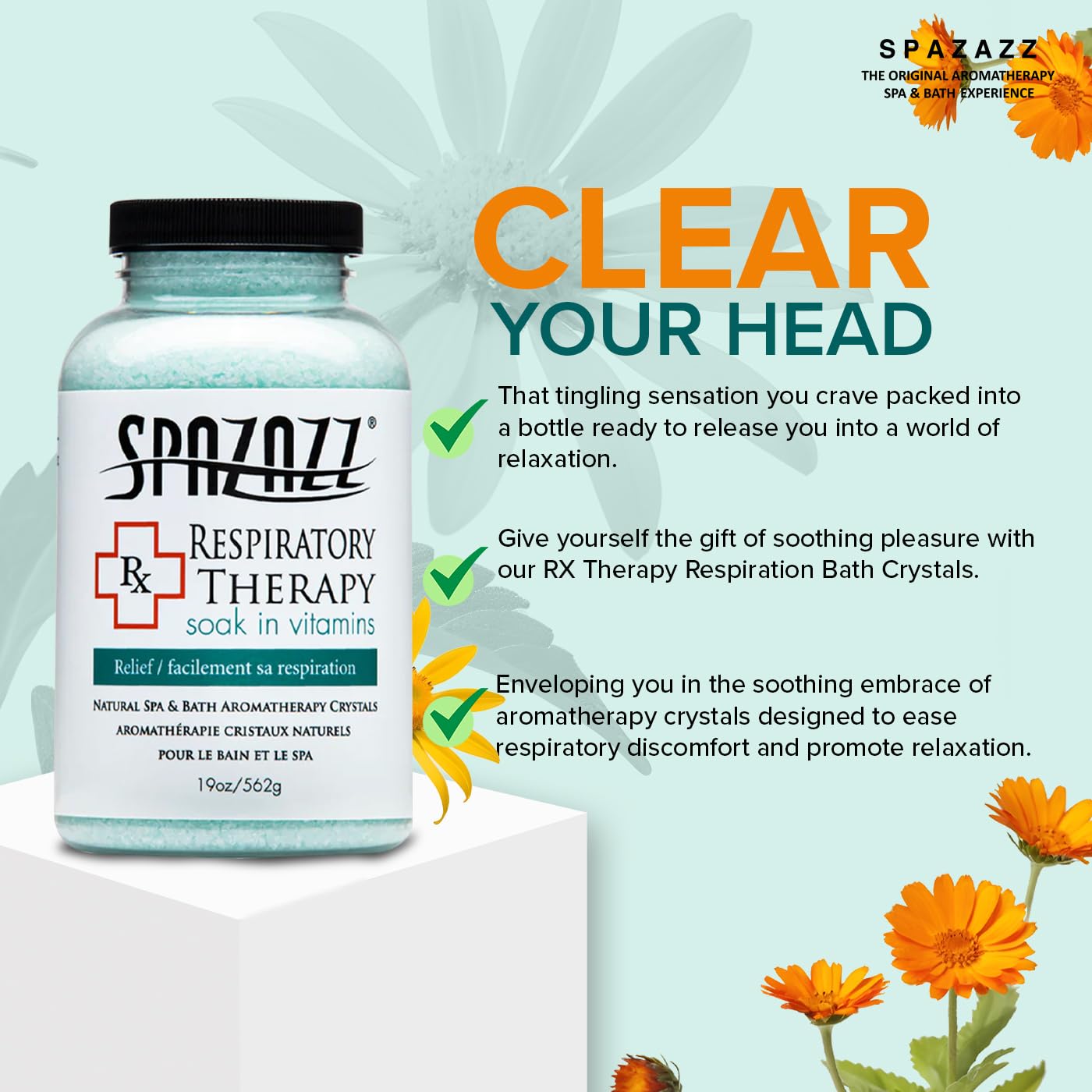 Spazazz RX Therapy Crystals Container, 19-Ounce, Respiratory Therapy/Relief Beauty and Personal Care Spazazz