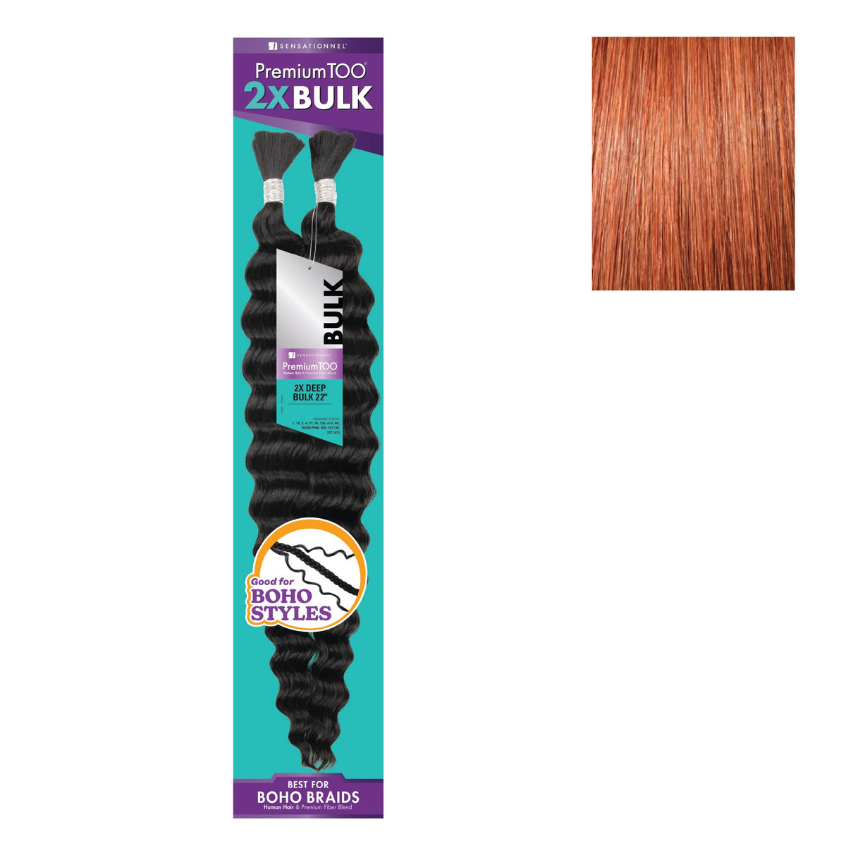 Sensationnel PremiumToo Bulk Weaving-2X Deep,1 pack 22 inch, 350 COPPERRED